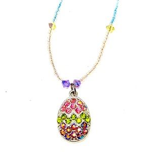 Handmade Pastel Easter Egg Rhinestone Necklace